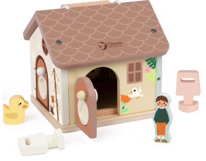 Teddies Skladačka vkladačka dom drevo 11ks 16x15x14cm 18m+