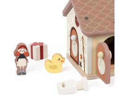 Teddies Skladačka vkladačka dom drevo 11ks 16x15x14cm 18m+