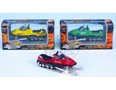 MIKRO 27659 - Sněžný skútr kovový 12 cm se zvukem se světlem 3 barvy