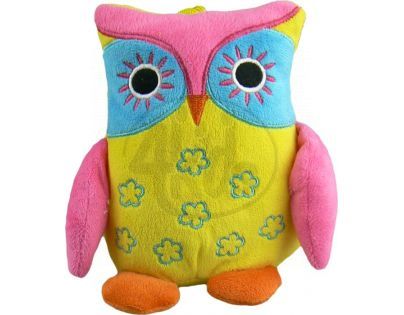 Teddies Sova plyš 20cm stojící - Žlutá