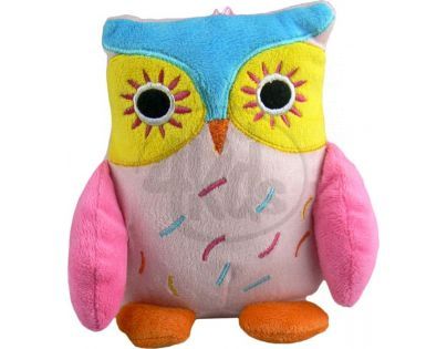 Teddies Sova plyš 20cm stojící - Růžová