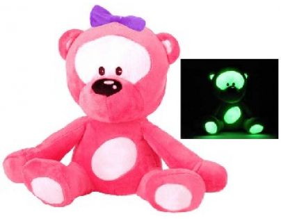 Teddies Svítící plyšový Medvídek 30 cm - růžový