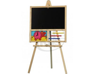 Teddies 71003 - Tabule školní i pro psaní na fólii s počítadlem a hodinami dřevo 88x44cm v sáčku