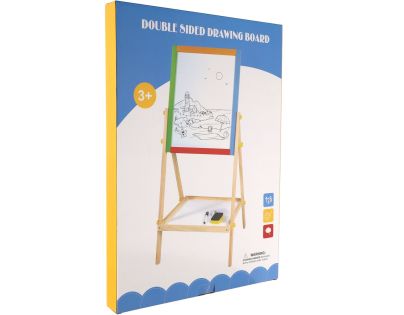 Teddies Obojstranná magnetická tabuľa drevo čierna-biela 35x43cm s doplnkami v krabici 44x63cm
