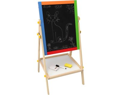 Teddies Obojstranná magnetická tabuľa drevo čierna-biela 35x43cm s doplnkami v krabici 44x63cm