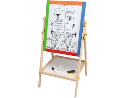 Teddies Obojstranná magnetická tabuľa drevo čierna-biela 35x43cm s doplnkami v krabici 44x63cm