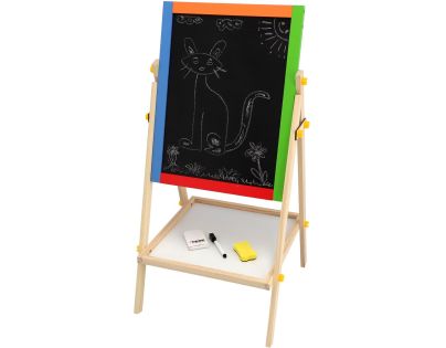 Teddies Obojstranná magnetická tabuľa drevo čierna-biela 35x43cm s doplnkami v krabici 44x63cm