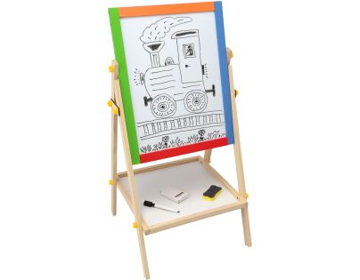 Teddies Obojstranná magnetická tabuľa drevo čierna-biela 35x43cm s doplnkami v krabici 44x63cm
