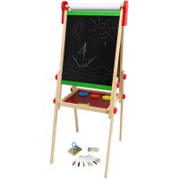 Teddies Obojstranná magnetická tabuľa drevo čierna-biela 35x43cm s rolou papiera s doplnkami v krabici 40x61cm 2