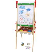 Teddies Obojstranná magnetická tabuľa drevo čierna-biela 35x43cm s rolou papiera s doplnkami v krabici 40x61cm 3