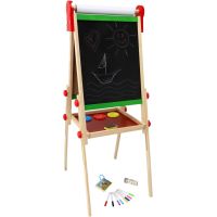 Teddies Obojstranná magnetická tabuľa drevo čierna-biela 35x43cm s rolou papiera s doplnkami v krabici 40x61cm 4