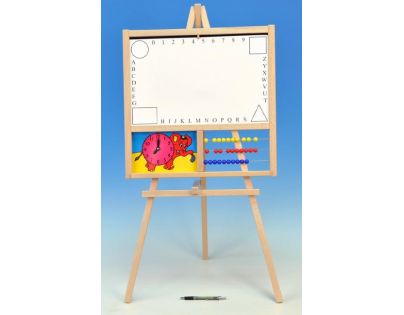 Teddies 71005 - Tabule školní magnetická i pro psaní na fólii s počítadlem a hodinami dřevo 88x44cm