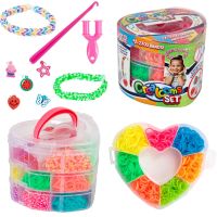 Teddies Urob si svoj náramok - gumičky 2700ks + náradie v plastovej krabičke tvar srdce 16x13cm