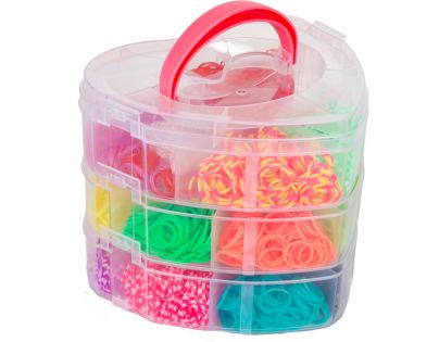 Teddies Urob si svoj náramok - gumičky 2700ks + náradie v plastovej krabičke tvar srdce 16x13cm