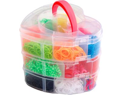 Teddies Urob si svoj náramok - gumičky 2700ks + náradie v plastovej krabičke tvar srdce 16x13cm