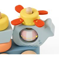 Teddies Vlak + 2 vagóny oceán drevo ťahacia stavebnica 28 dielikov v krabici 38x12x8cm 12m+ 4