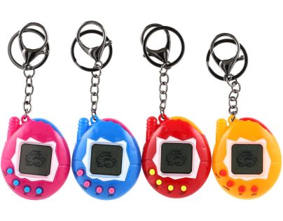 Teddies Zvieratko elektronické prívesok plast 5x6cm na bat. 4 farby so zvukom na karte 12ks v boxe