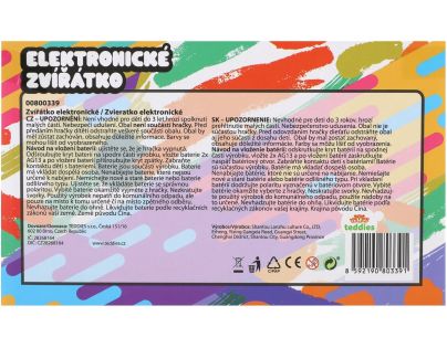 Teddies Zvieratko elektronické prívesok plast 5x6cm na bat. 4 farby so zvukom na karte 12ks v boxe