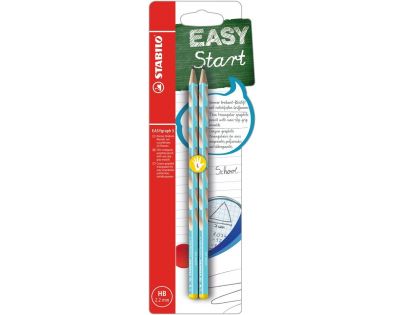 Tenka ergonomická grafitová ceruzka pre ľavákov STABILO EASYgraph S modrá 2 ks HB