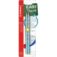Tenka ergonomická grafitová ceruzka pre ľavákov STABILO EASYgraph S modrá 2 ks HB