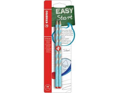 Tenká ergonomická ceruzka pre pravákov STABILO EASYgraph S modrá 2 ks HB