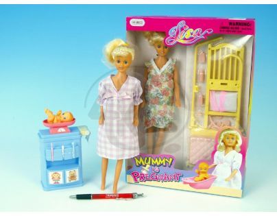 Těhotná panenka Lisa 29cm s miminkem v bříšku
