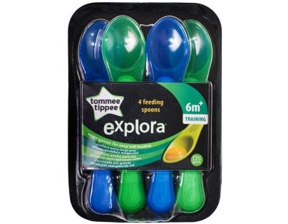 Tommee Tippee Lžičky na krmení 4 ks zelené a modré
