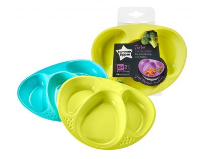 Tomme Tippee Explora Misky dělené na 3 části 2ks Žluto-tyrkysová