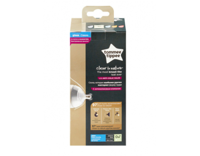 Tomme Tippee Dojčenská fľaša C2N 250 ml sklenená 0 m +