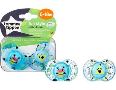 Tomme Tippee Cumlík C2N silikón Fun 2ks 6-18m modré