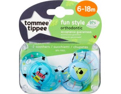 Tomme Tippee Cumlík C2N silikón Fun 2ks 6-18m modré