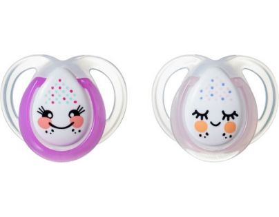 Tomme Tippee Cumlík C2N silikón Night 2 ks 0-6 m svetlo a tmavo ružový krúžok