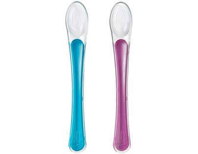 Tommee Tippee Explora Lyžičky pre najmenších silikónové 2ks fialová-tyrkysová