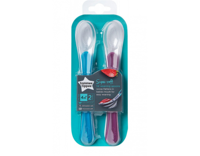Tommee Tippee Explora Lyžičky pre najmenších silikónové 2ks fialová-tyrkysová