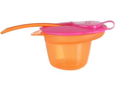 Tommee Tippee Explora Miska s víčkem a lžičkou - Oranžovo-růžová