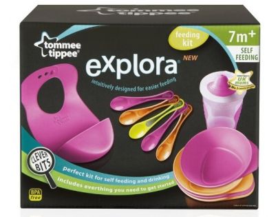 Tommee Tippee Explora Sada pro samostatné pití a krmení pro děvčata 7m+