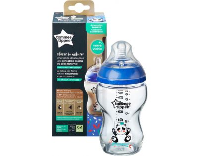 Tommee Tippee Dojčenská fľaša C2N 250ml sklenená potlač Blue