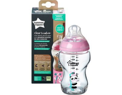 Tommee Tippee Dojčenská fľaša C2N 250ml sklenená potlač Pink