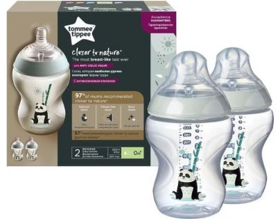 Tommee Tippee Kojenecká láhev C2N 2ks 260ml 0m+ panda