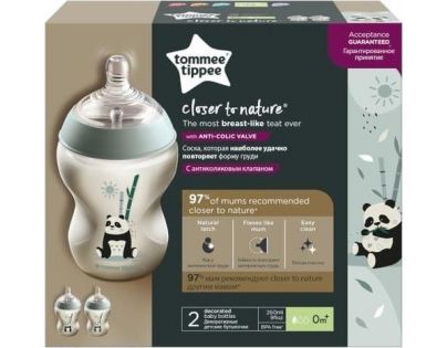 Tommee Tippee Kojenecká láhev C2N 2ks 260ml 0m+ panda