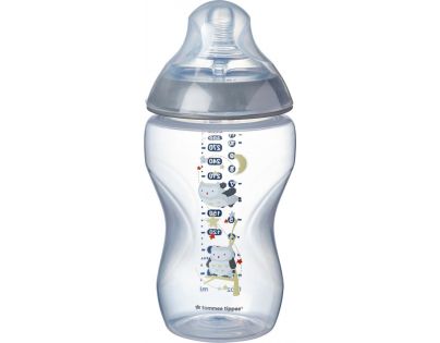 Tommee Tippee Kojenecká láhev C2N 340 ml 3 m+ sivá so sovičkami