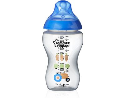 Tommee Tippee Dojčenská fľaša C2N modrá 340 ml 3 m + traktor