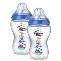 Tommee Tippee dojčenská fľaša s obrázkami 2 x 340 ml modrá Tommee Tippee dojčenská fľaša s obrázkami 2 x 340 ml modrá