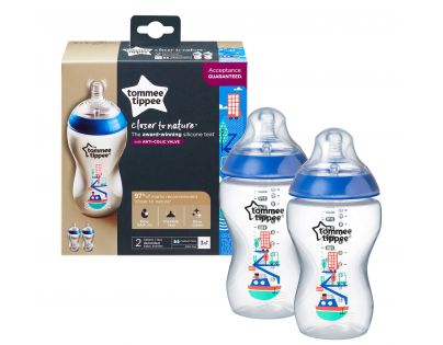 Tommee Tippee dojčenská fľaša s obrázkami 2 x 340 ml modrá