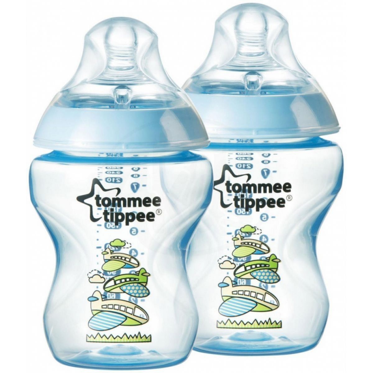 Tommee Tippee Dojčenská fľaša s obrázkami C2N 2 ks 260 ml modrá