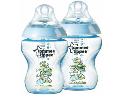 Tommee Tippee Dojčenská fľaša s obrázkami C2N 2 ks 260 ml modrá