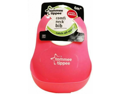 Tommee Tippee plastový podbradník Basic - růžová