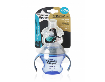 Tommee Tippee Prechodový hrnček s cumlíkom a náustkom modrá 150 ml 4 m+ modrý