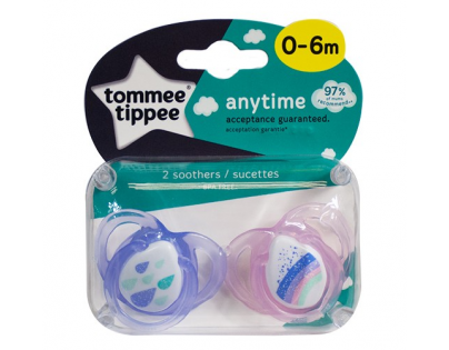 Tommee Tippee Cumlík CTN silikon Any Time 2ks 0-6m Fialový-Ružový