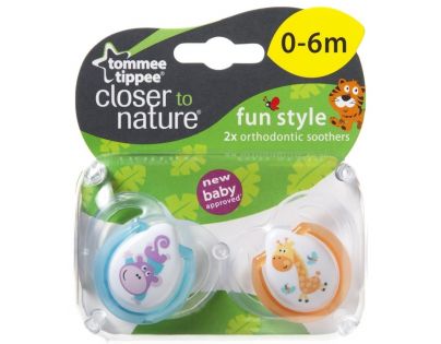 Tommee Tippee Šidítko CTN silikon Fun 2ks 0-6m - Žirafa a opička